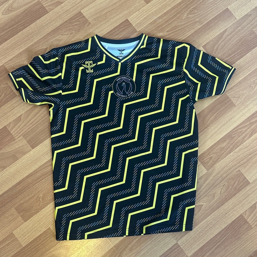 Portobello Football Club Black and Yellow Zigzag Pattern Jersey